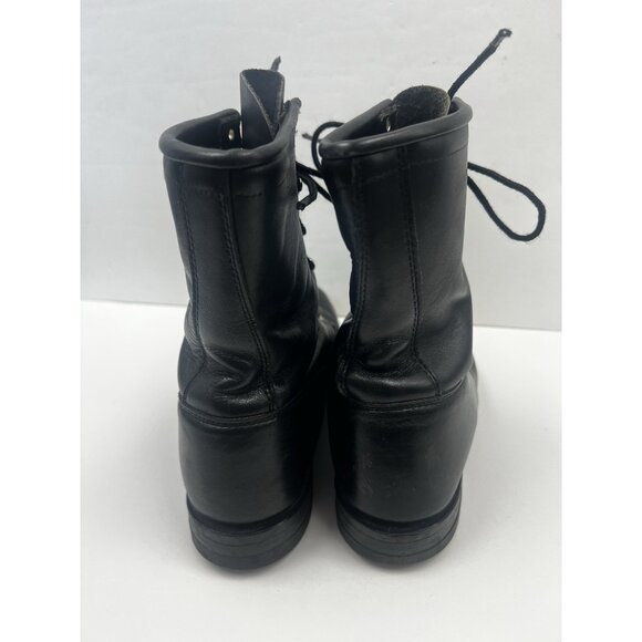 Vintage Justin Black Lace-Up Boots Genuine Leather Kiltie Western Peasant 8.5 B - Picture 3 of 14